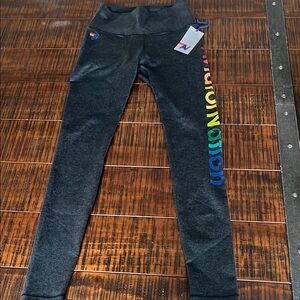 Aviator Nation Charcoal Leggings with Multicolor Logo